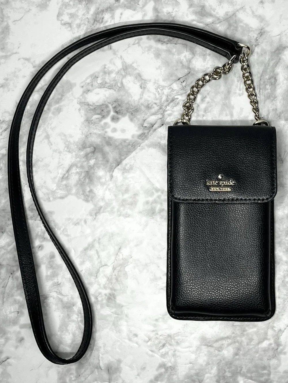 Kate Spade New York Black Leather Phone Holder Crossbody Bag